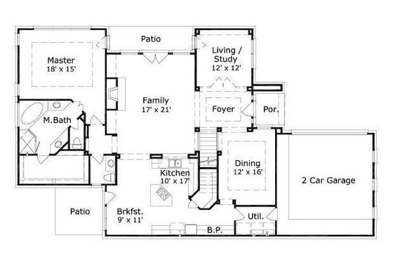 Floor Plan - Main Floor for Traditional House Plan #411-265 - 3 bed, 2.5 bath