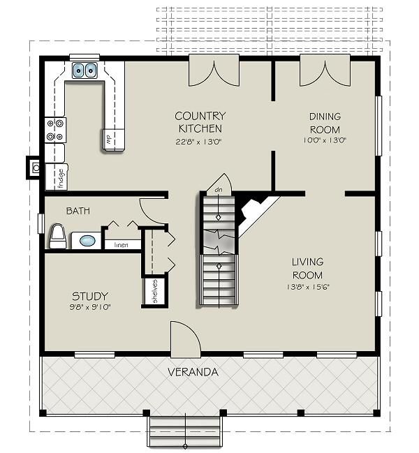 Architectural House Design - Country Floor Plan - Main Floor Plan #427-1
