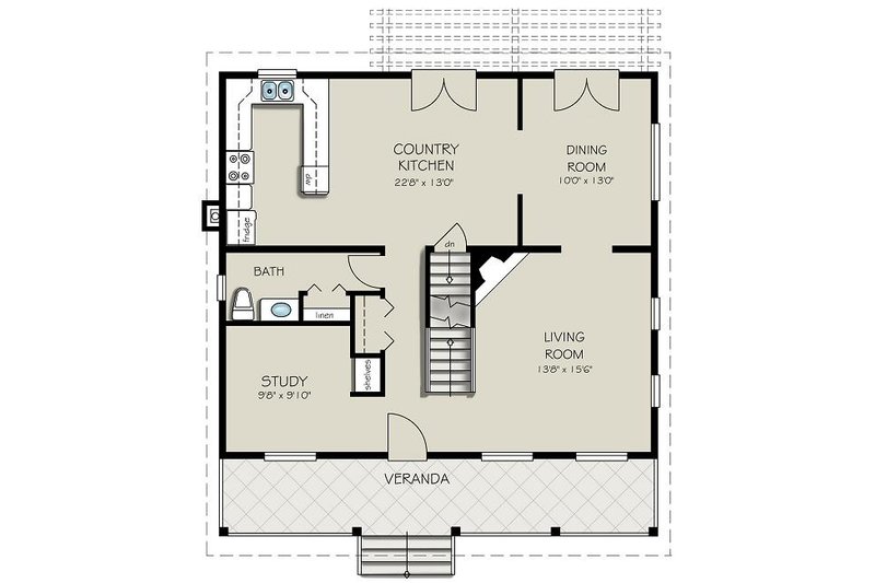 Home Plan - Floor Plan - Main Floor for Country House Plan #427-1 - 3 bed, 2.5 bath