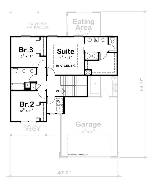 Home Plan - Modern Floor Plan - Upper Floor Plan #20-2482