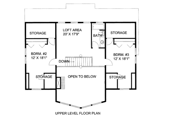 Floor Plan - Upper Floor for Log House Plan #117-675 - 3 bed, 2.5 bath