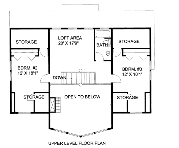 Log Floor Plan - Upper Floor Plan #117-675