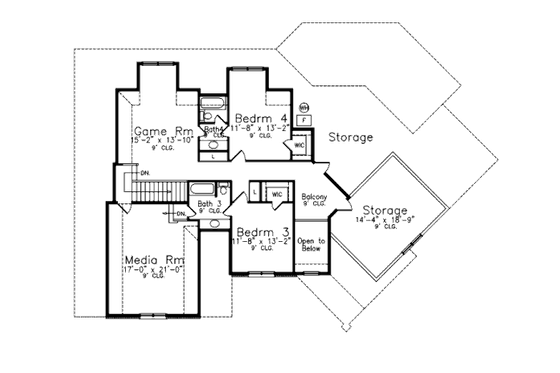 Floor Plan - Upper Floor for European House Plan #52-209 - 4 bed, 4.5 bath