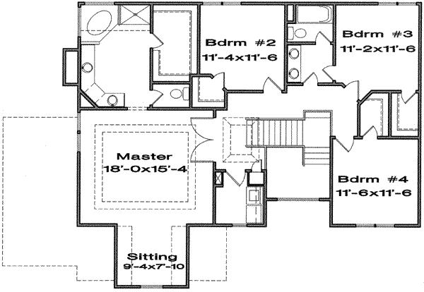 Traditional Floor Plan - Upper Floor Plan #6-120