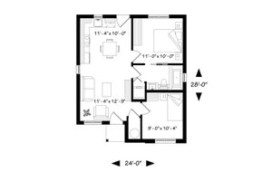 Floor Plan - Main Floor for Cottage House Plan #23-2298 - 2 bed, 1 bath