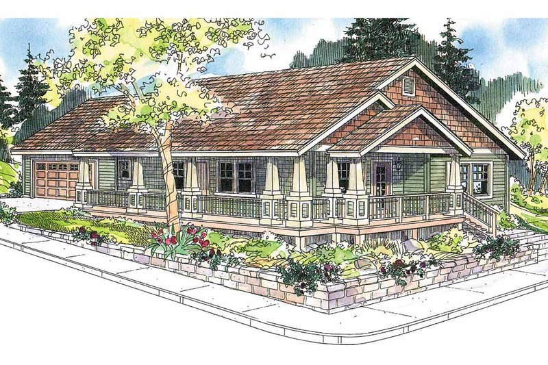 Architectural House Design - Craftsman Exterior - Front Elevation Plan #124-617