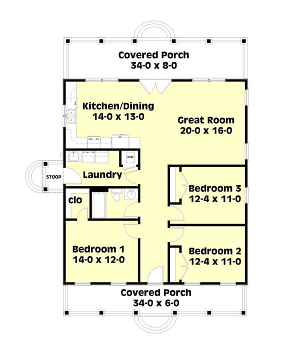 Dream House Plan - Cottage Floor Plan - Main Floor Plan #44-166