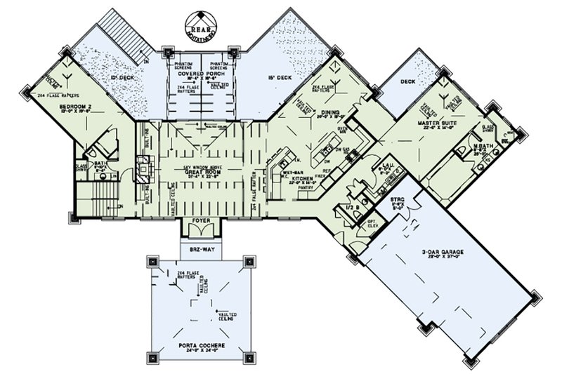 House Blueprint - Floor Plan - Main Floor for European House Plan #17-2559 - 4 bed, 4.5 bath