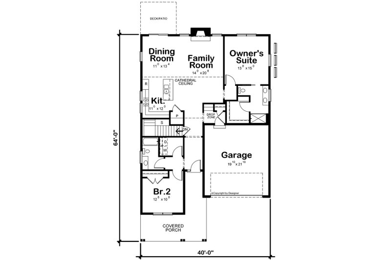 House Blueprint - Floor Plan - Main Floor for Traditional House Plan #20-2597 - 2 bed, 2 bath