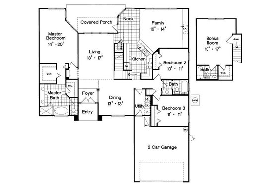 Floor Plan - Main Floor for European House Plan #417-260 - 3 bed, 2 bath