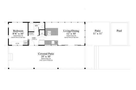 Floor Plan - Main Floor for Contemporary House Plan #917-2 - 1 bed, 1 bath