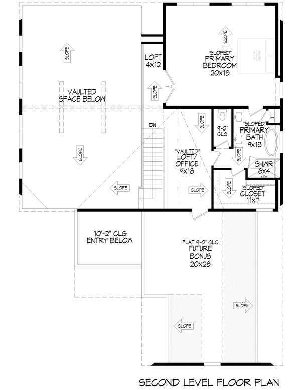 House Blueprint - Floor Plan - Upper Floor for Farmhouse House Plan #932-1437 - 3 bed, 2 bath