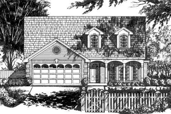 Exterior - Front Elevation for Country House Plan #40-424 - 3 bed, 2.5 bath