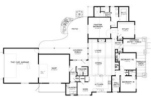 Floor Plan - Main Floor for Craftsman House Plan #895-9 - 3 bed, 2.5 bath