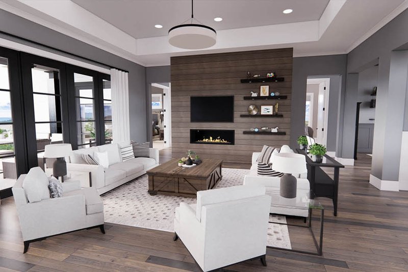 House Design - Interior - Family Room for Farmhouse House Plan #51-1222 - 4 bed, 3.5 bath