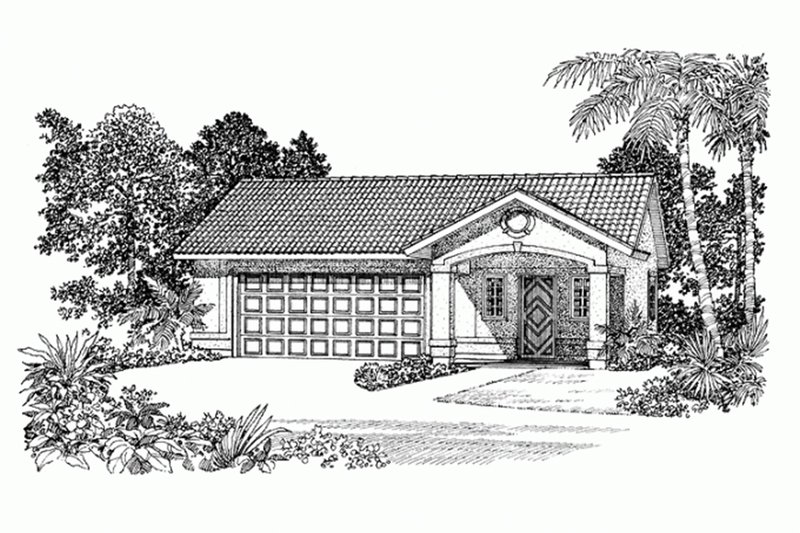 Home Plan - Adobe / Southwestern Exterior - Front Elevation Plan #72-282