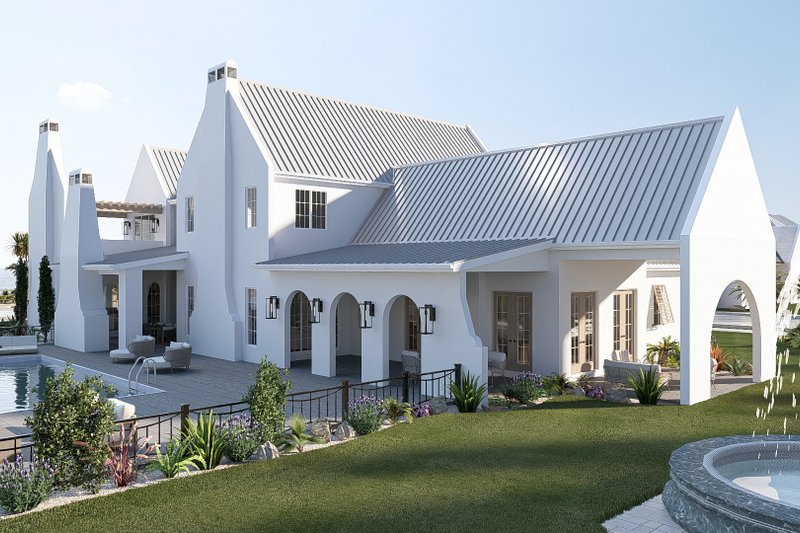 House Blueprint - Exterior - Rear Elevation for Beach House Plan #455-766 - 4 bed, 3.5 bath