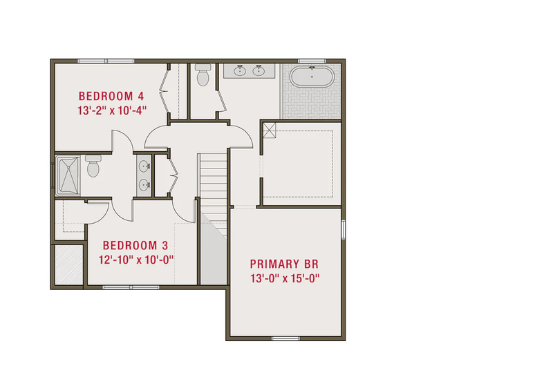 Architectural House Design - Floor Plan - Upper Floor for Farmhouse House Plan #461-107 - 4 bed, 3 bath