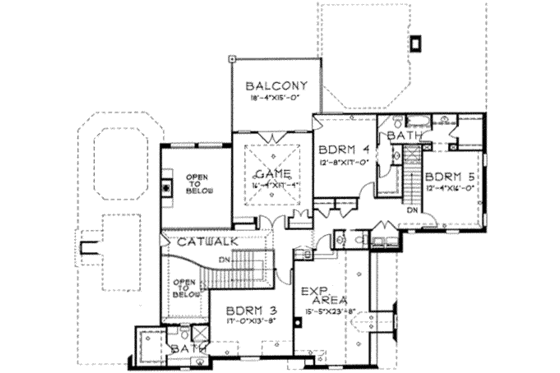 Floor Plan - Upper Floor for European House Plan #141-148 - 5 bed, 5.5 bath