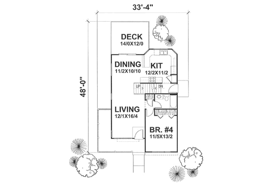 Floor Plan - Main Floor for Cottage House Plan #50-114 - 4 bed, 3 bath