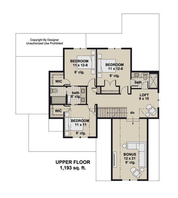 Dream House Plan - Craftsman Floor Plan - Upper Floor Plan #51-1421