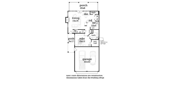 Architectural House Design - Craftsman Floor Plan - Main Floor Plan #45-592