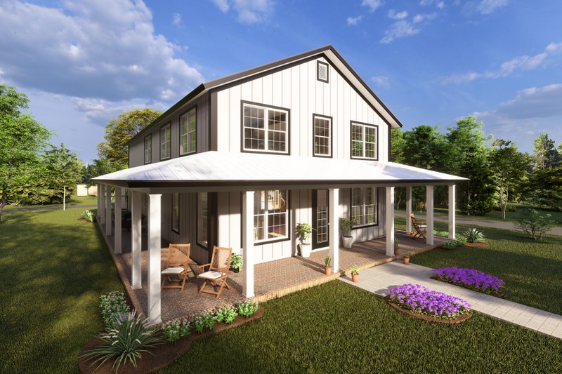 House Blueprint - Farmhouse Exterior - Front Elevation Plan #513-2218