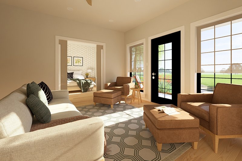 Dream House Plan - Interior - Family Room 2 for Farmhouse House Plan #126-236 - 2 bed, 2 bath