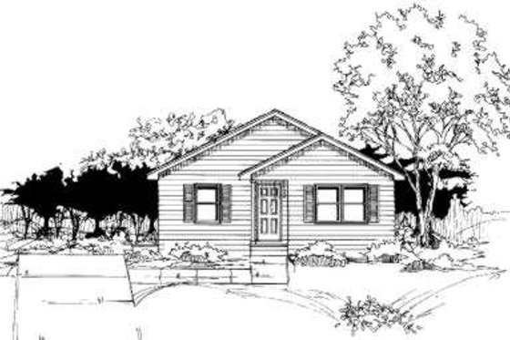 Exterior - Front Elevation for Ranch House Plan #334-111 - 3 bed, 1 bath