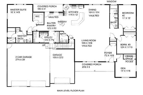 Floor Plan - Main Floor for Traditional House Plan #117-761 - 3 bed, 2.5 bath