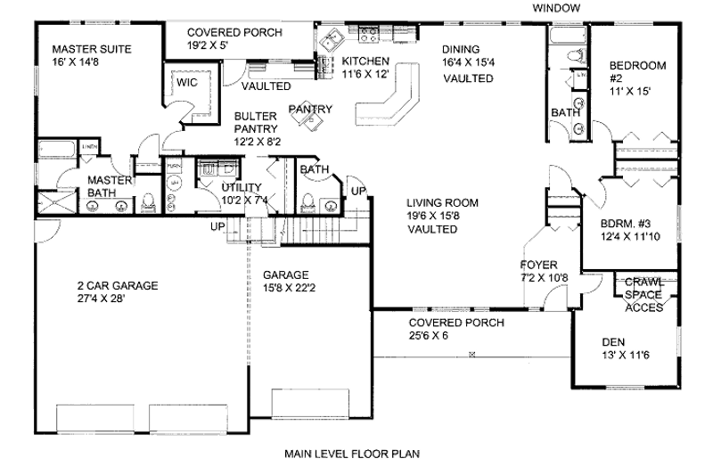 Dream House Plan - Floor Plan - Main Floor for Traditional House Plan #117-761 - 3 bed, 2.5 bath