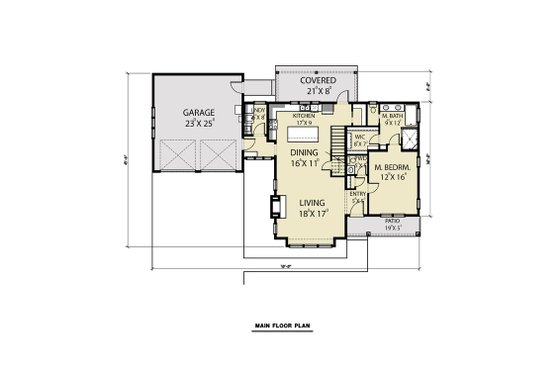 Floor Plan - Main Floor for Farmhouse House Plan #1070-69 - 3 bed, 2.5 bath