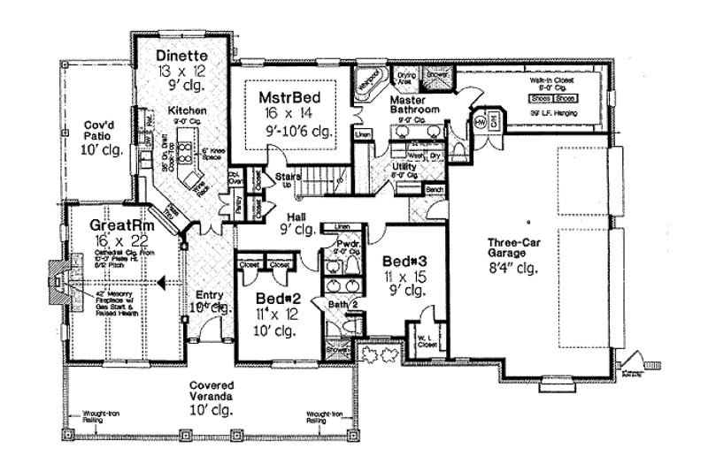 Home Plan - Floor Plan - Main Floor for Colonial House Plan #310-693 - 3 bed, 2.5 bath