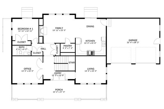 Floor Plan - Main Floor for Craftsman House Plan #1060-55 - 5 bed, 3 bath