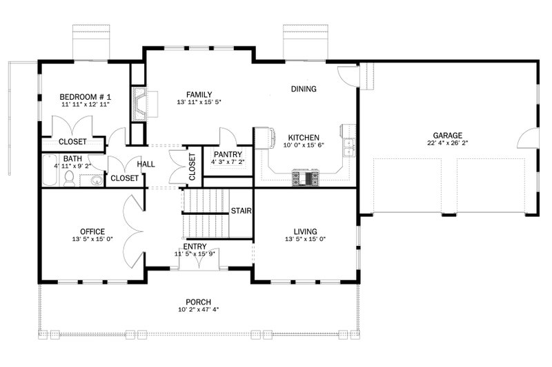 Dream House Plan - Floor Plan - Main Floor for Craftsman House Plan #1060-55 - 5 bed, 3 bath