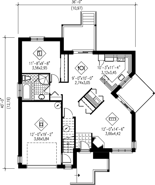 Traditional Floor Plan - Lower Floor Plan #25-348