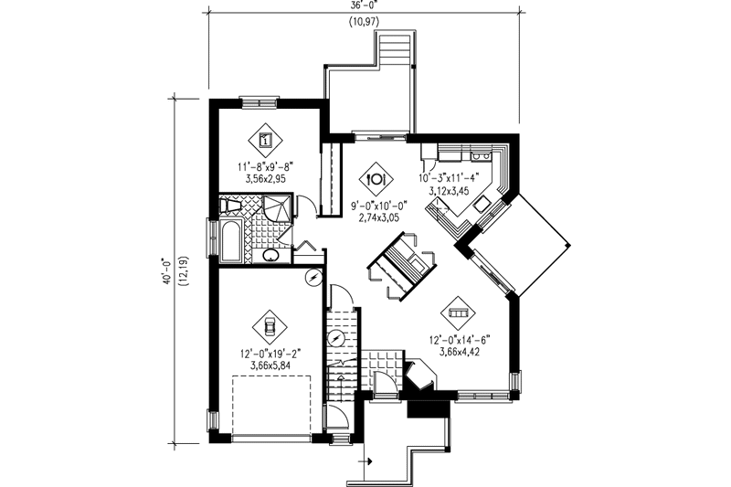 Dream House Plan - Floor Plan - Lower Floor for Traditional House Plan #25-348 - 2 bed, 1 bath