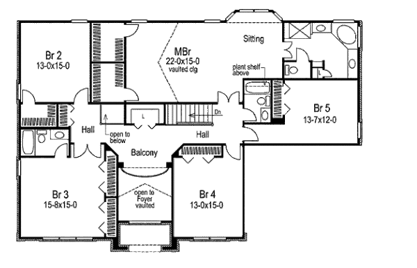 Colonial Floor Plan - Upper Floor Plan #57-292