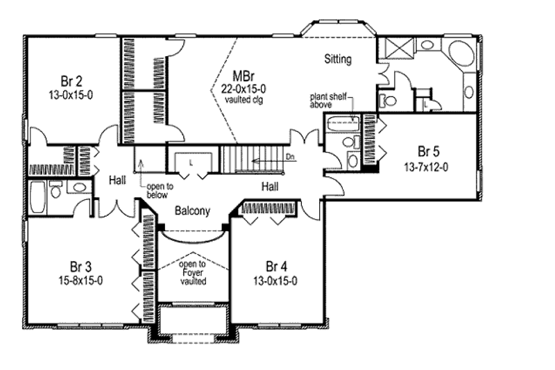 Dream House Plan - Floor Plan - Upper Floor for Colonial House Plan #57-292 - 6 bed, 4.5 bath