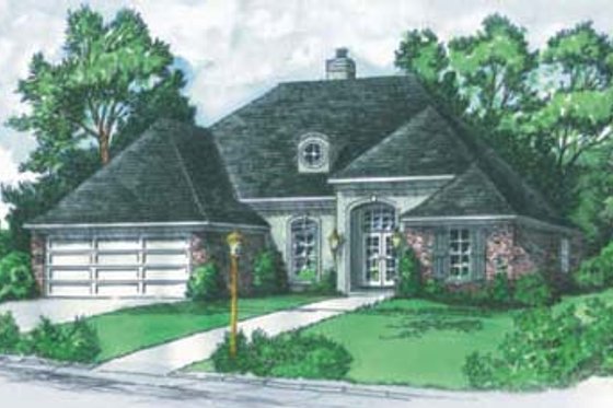 Exterior - Front Elevation for European House Plan #16-115 - 3 bed, 2 bath
