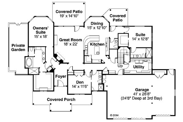 Craftsman Floor Plan - Main Floor Plan #124-930