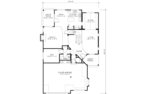 Floor Plan - Main Floor for Colonial House Plan #132-122 - 4 bed, 2.5 bath