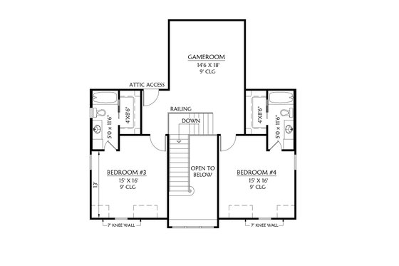 Floor Plan - Upper Floor for Farmhouse House Plan #1074-29 - 4 bed, 4.5 bath