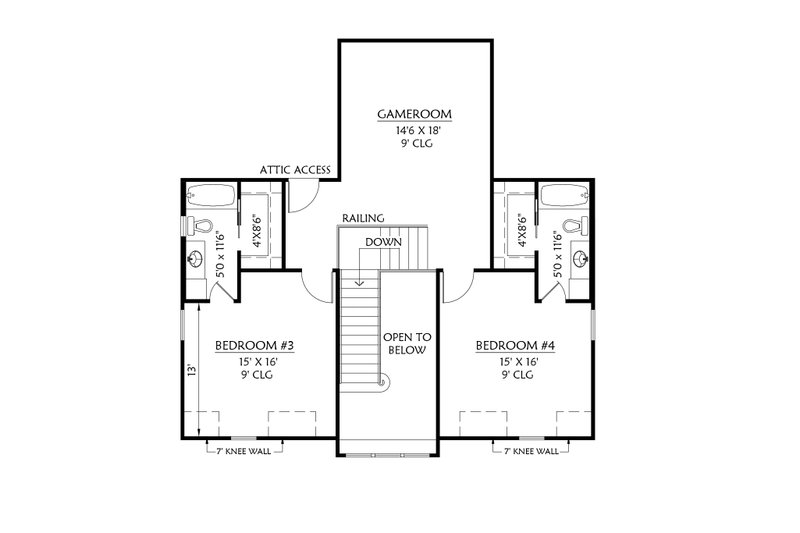 House Design - Floor Plan - Upper Floor for Farmhouse House Plan #1074-29 - 4 bed, 4.5 bath