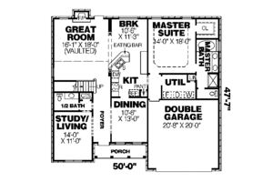 Floor Plan - Main Floor for European House Plan #34-144 - 3 bed, 2.5 bath