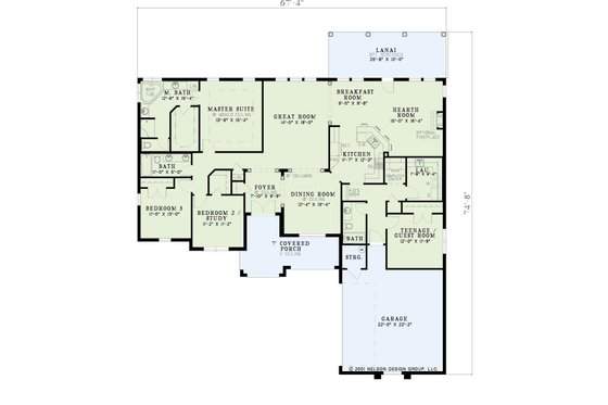 Floor Plan - Main Floor for Southern House Plan #17-1137 - 4 bed, 3 bath