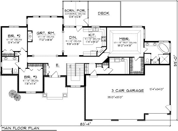 Architectural House Design - Ranch Floor Plan - Main Floor Plan #70-1118