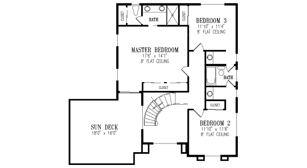 Adobe / Southwestern Floor Plan - Upper Floor Plan #1-428
