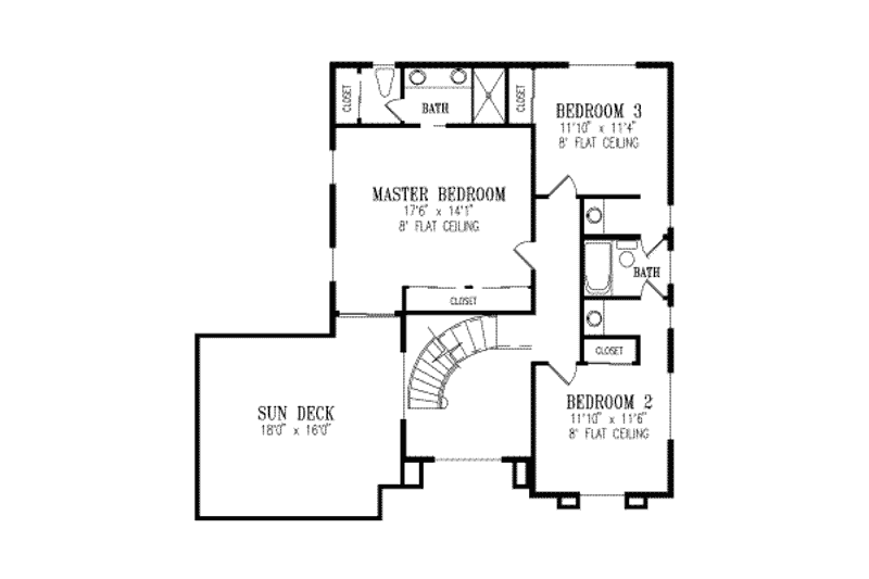 Home Plan - Floor Plan - Upper Floor for Adobe / Southwestern House Plan #1-428 - 3 bed, 2.5 bath