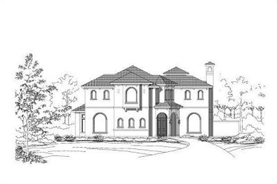Exterior - Front Elevation for European House Plan #411-571 - 4 bed, 4.5 bath